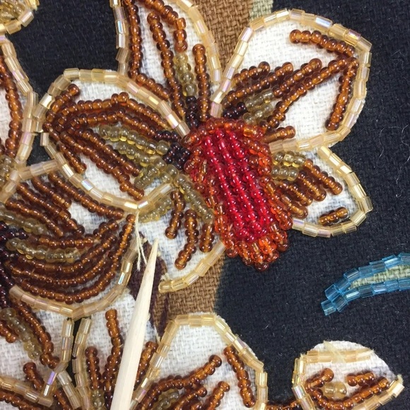 Cynthia Hart beaded floral bag purse black vintg - Picture 8 of 8